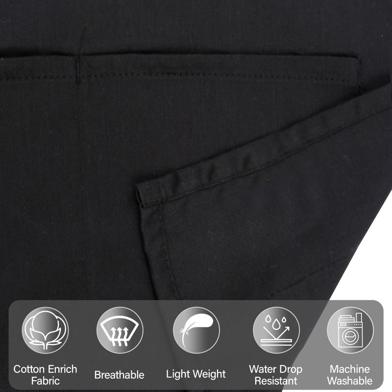 RUVANTI 6 Pack Server Aprons with Pockets, Black Apron for Men, PolyCotton Chef Aprons for Women with 29" Long Waist Strap - Image 3